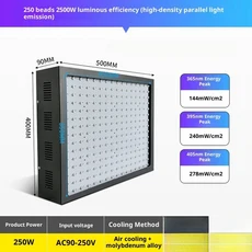 대형 UV 경화등 UV 접착제 솔더 마스크 콘포멀 코팅용 자외선 램프 365/395/405, 02 250W, 03 미국, 01 405nm의 경우, 1