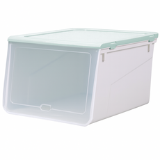 滑蓋式鞋盒 SN0181 透明可堆疊鞋子收納盒 防塵防潮鞋櫃整理箱 多功能鞋盒, 12.大款綠上蓋-滑蓋鞋盒, 1個