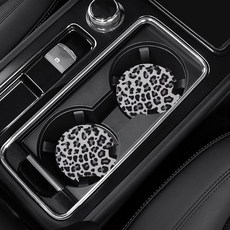 4팩 자동차 홀더 네오프렌 여성용 7CM 레오파드 75인치 컵받침 패드 홀더용 프린트, 스노우 레오파드 프린트