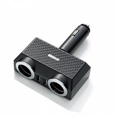 G-SPEED 碳纖紋 3.2A 2孔 2USB 直插可調式電源插座擴充器 車充 XR-09, 1個