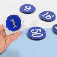 셀렉토리 1P 원형 48mm 에폭시 번호판 블루 1~50 숫자판, 14