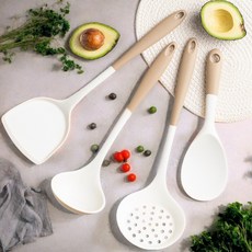 베이직 실리콘 조리도구 4종 세트, 1세트, 흰색