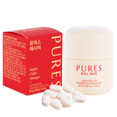 퓨어스 사과식초 애사비 애플 사이다 비니거 타블릿 알약 60정, 36g, 1박스