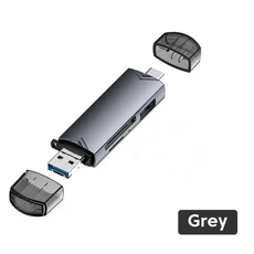 6in 1 USB 3.0 카드 리더기 SD TF 플래시 드라이브 OTG 어댑터(PC 유형 C용) 휴대전화용 마이크로 변환기, 02 Gray