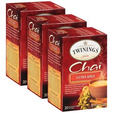 트와이닝스 울트라 스파이스 차이 티백 - 개별 포장 시나몬 Twinings Ultra Spice Chai Tea Bags - Individually Wrapped Black T, 800g, 1개, 1개, 1개, 1g
