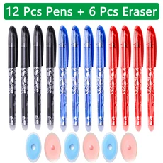 100 개/대 Kawaii 지울 수있는 리필 지울 수있는 펜 젤 펜 스케치 쓰기 편지지 노트북 학교 용품 귀여운 어, 06 4Black4Blue4Red A