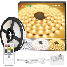 Lepro LED 스트립 라이트 3000K6000K 튜닝 가능한 화이트 16.4ft Dimmable Bright 테이프 300개의 2835 강력한 3M 접착제 가정 주방 캐비닛, 16.4 ft