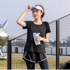 運動健身套裝 瑜珈服 跑步訓練服 女 四季寬鬆 透氣 速乾 薄款