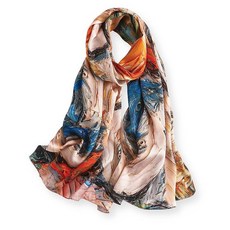 PoeticEHome 100% 멀베리 실크 롱 스카프 랩 - 여성용 대형 직사각형 자외선 차단 숄 선물 포장 포함 A3 미스틱 타로 141073, L1 - 꿈꾸는 유화