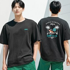헤링본 남자 반팔 티셔츠 여름 빅사이즈 휴양지 바캉스룩 비치웨어 상의 운동복 데일리 루즈핏 캐주얼 TF109