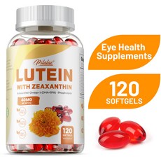루테인과 제아잔틴 40mg 소프트젤 (아스타잔틴 오메가-3 인지질 함유) | 눈 건강 및 시력 개선 비타민, 2개, 60정
