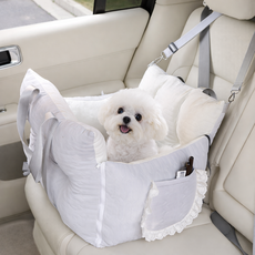 강아지 카시트 차량용 이동가방 푹신한 도톰 쿠션 흔들림 방지 고정벨트 반려동물 카시트, 1개, 그린