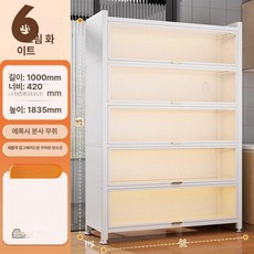 수납장 주방 미니 철제 장식장 찬장 슬라이딩 홈카페장, 화이트 6칸 100 42 184 소재로 데일리하게 활용