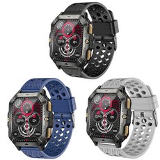 Lamshaw DEKELIFE 밀리터리 스마트 워치 밴드와 호환 실리콘 교체용 손목 밴드 스포츠 스트랩 금속 버클 C28 Bambooinn C28 5.02cm(2.02인치