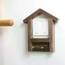 實木黃銅掛鉤 開關保護套, 黑胡桃木-開關貼-8.6*8.6cm