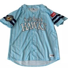 日本職棒 軟銀鷹 2019 鷹之祭典 水藍色 白條紋 應援球衣 S L (罩衫 日職 NPB 棒球 壘球 棒壘 天藍)