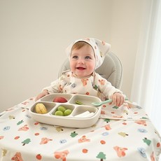 아이레빗 국내생산 오픈형 유아용 아기 식탁일체형 자기주도 이유식 방수 턱받이 나시, 오픈형나시_러블리 댕댕이, 1개, 1개입