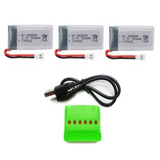 드론배터리 3.7v 720mah 3개 충전기세트, 1세트