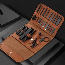 셀프 네일케어 관리 세트 손톱 발톱 정리도구 16종 손톱깎이 손톱깍이세트 777손톱깎이, 16종_브라운, 1