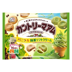 후지야 컨트리맘 초코칩 쿠키 바닐라 & 말차 소프트 크림 16개입, 1개