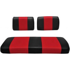 야마하 G-2/G-9 골프카트용 시트 커버 교체 - 전면 벤치 프리미엄 마린 비닐 5개 패널 스티칭 스테이플로 고정하는 설치 방식 투톤 골프카트 화이트, 검정 & 빨강