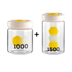 SMABAT 원터치 밀폐용기 2개세트 진공 밀폐용기 커피 견과류 보관용기 밀폐 캐니스터 1000ml+1500ml, 2개, 화이트