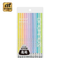 BAUHAUS 파스텔 삼각지우개 연필 HB 12본입, 혼합색상, 1세트