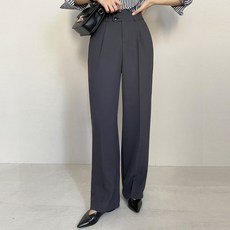 마이시즌 여성용 투버튼 핀턱 와이드 슬랙스