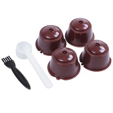 Dolce gusto plsatic 리필 가능한 커피 캡슐을위한 4pcs 숟가락 브러시가있는 200 번 재사용 가능한 호환 nescafe dolce gusto