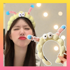 귀여운 눈알 머리띠 세안용 헤어밴드, 옐로우