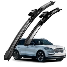 호환 링컨 에비에이터(U611)2020-2025 2021 2022 2023 2024 와이퍼 초발수 저소음 자국 없음 전면 와이퍼 블레이드 2종 세트, 검은색, 에비에이터 2020-2025