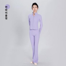 피겨연습복 스케이트 트레이닝 여성 스케이팅 훈련복, 1개, 바이올렛 [상의 + 바지 세트]