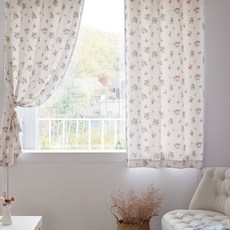 까르데코 빈티지 피핀 레트로 플라워 창문 암막 커튼 2장