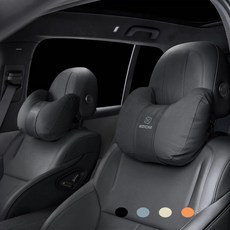 코이체 차량용 크로와상 목쿠션 소프트 가죽 목베개, 2개, 시크릿 블랙