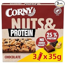 Corny 견과류 단백질 초콜릿 무설탕 견과류 바 단백보충 고함량설계 운동간식 근육관리 포만지속 에너지공급 데일리섭취 휴대간편 아침대용 오후간식 다이어트선택 식단관리 저당옵션, 1세트, 105g