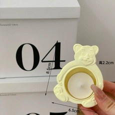 ins風小熊石膏燭台/韓國/可愛/蠟燭/拍照道具/少女心/擺件, 1個, 黃色