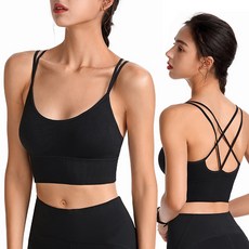 르보에 베이직 백 크로스 스포츠 브라 탑