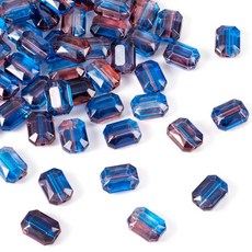 Craftdady 120피스 하트 비즈 아크릴 라운드 스타 크래클 투톤 모조 터키석 루즈 비즈 다채로운 스페이서 발렌타인 데이 팔찌 목걸이 귀걸이 DIY 공예용 - 3가지 스, 블루, 직사각형 팔각형