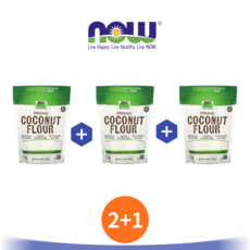 2+1 나우푸드 코코넛 가루 454g 파우더 분말 식이섬유 칼슘 철분 칼륨 무설탕, 3개