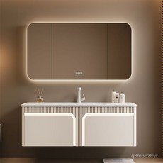 陶瓷臺盆櫃池盆衛生間風櫃洗漱一體浴室櫃橡木洗手盆洗臉盆櫃, 智能鏡櫃+陶瓷一體盆,130, 1個