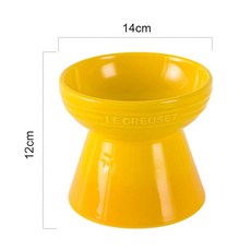 르쿠르제 강아지 고양이 펫볼 캣볼 사료식기 밥그릇, L. 디종 옐로 하이풋 플랫 마우스 넥 볼