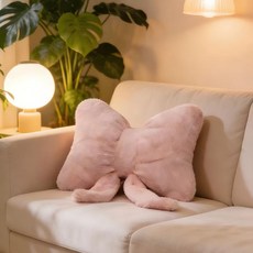 스타업 귀여운 허리 쿠션 리본 쇼파 의자 장식 방석 인형 쿠션, 핑크