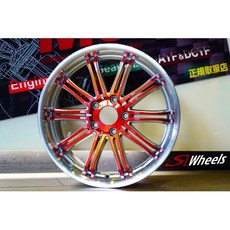 FK鋁圈 17吋 5/108 HS191 高亮銀面陽極紅車邊 鋁圈, 1個