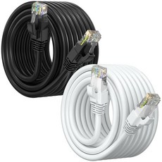 Maximm Cat 6 이더넷 케이블 12.2m40피트 2팩 - 고속 LAN 케이블 인터넷 패치 및 네트워크 UTP 10Gbps 550MHz Cat6 블랙 169152, Black & White