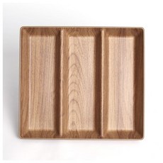 [튀르키예 에블린] 깊은 직사각 3칸 접시(아카시아) DS637 심플디자인 고급스러움 유럽스타일