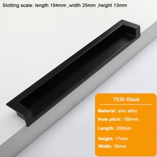 JUIDINTO 96 192mm 매립형 검정색 캐비닛 서랍 가구 아연 주방 사각형 찬장 합금 당겨 손잡이, HEI7530188