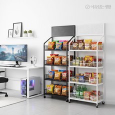 리빙스냅 이동식 펜트리 간식 진열대 선반 4단, 1개, 블랙
