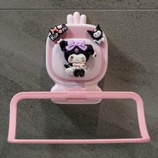 누마 귀여운 캐릭터 유치원 어린이집수건걸이 벽걸이 핸드타올 거치대 타월걸이, 1개, 리본 블랙 빅 쿠쿠 핑크