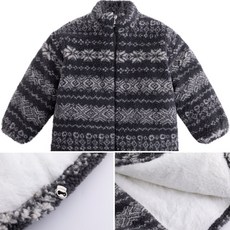 하와즈 아동 눈꽃 패턴 보아퍼 점퍼 도톰 토끼털안감 초보온 겨울아우터