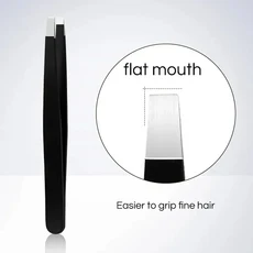 스테인리스 스틸 블랙 눈썹 족집게 사선 평평한 끝 뷰티 도구 속눈썹 족집게 인그로운 헤어 제거용, 16 black Flat